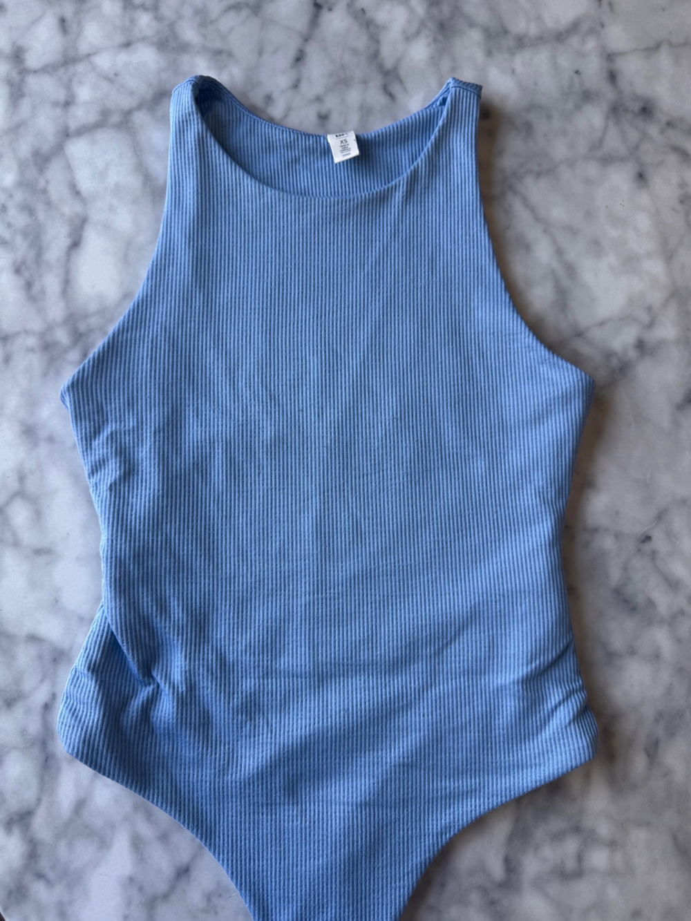 BP Nordstrom Light Blue Ribbed Bodysuit Women's
